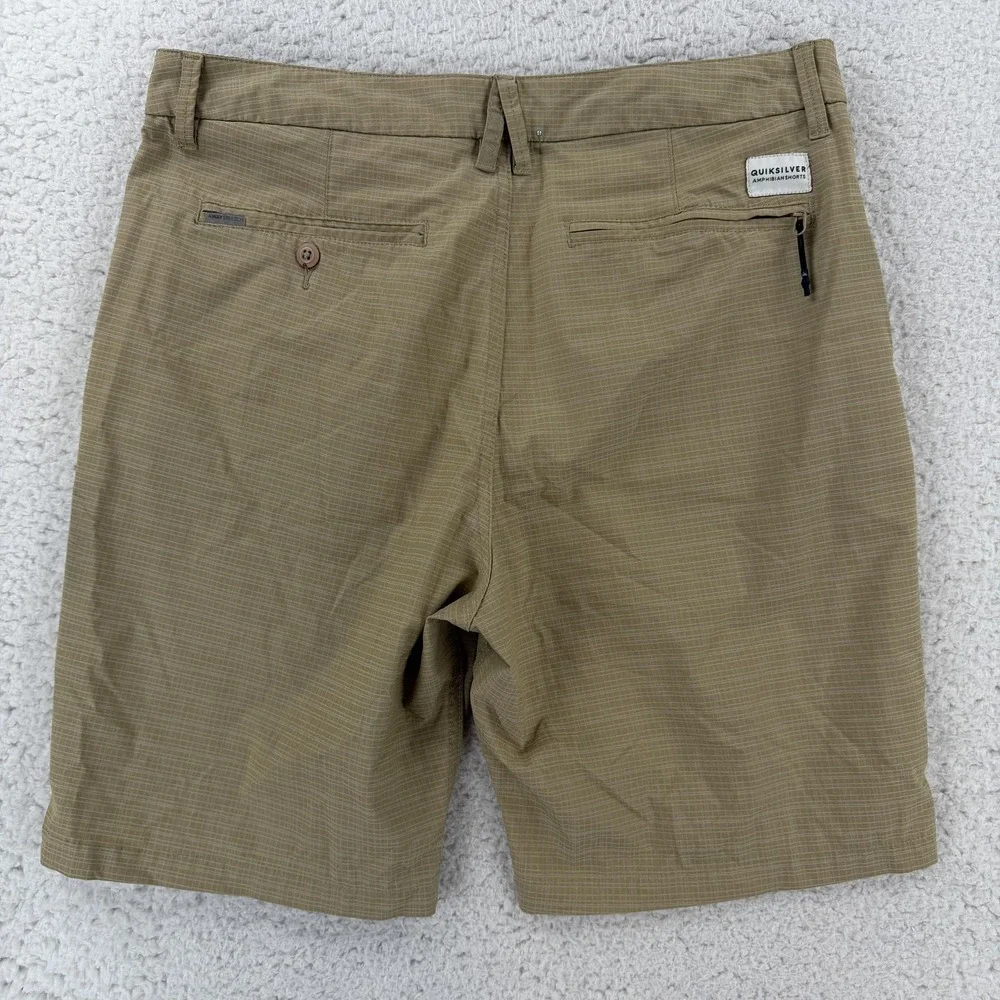 Quiksilver Amphibian Shorts Mens 33 Beige Check Chino 9 Inseam Casual Summer